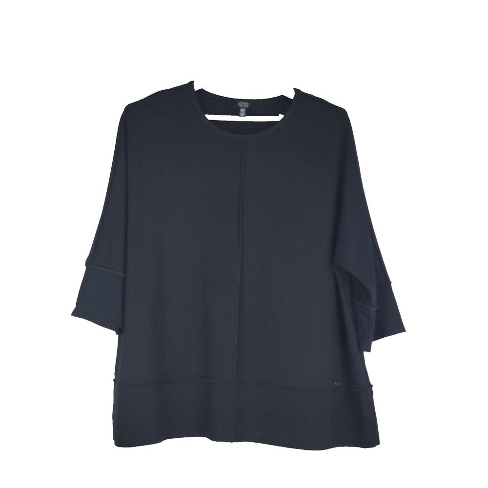 JONES NEW YORK Womens Signature Knit 3/4 Dolman Slv Black Tunic Top size 2X
